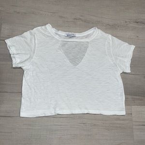 Olivaceous White Cropped Front Open Cut T-Shirt Size (M)